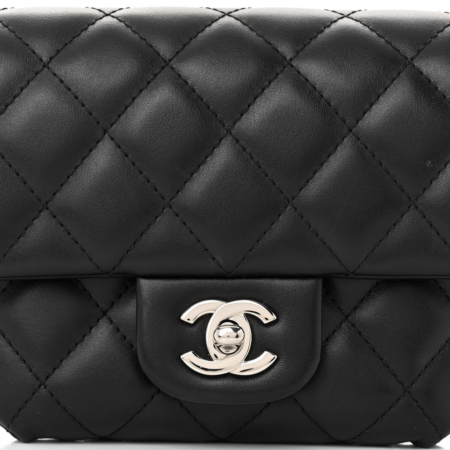 Calfskin Quilted CC Uniform Flap Belt Bag Black