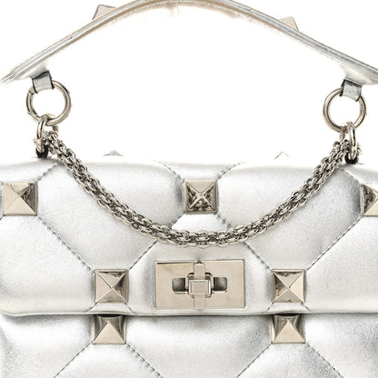 Valentino Garavani Nappa Medium Roman Stud Shoulder Bag Silver 8 of 11