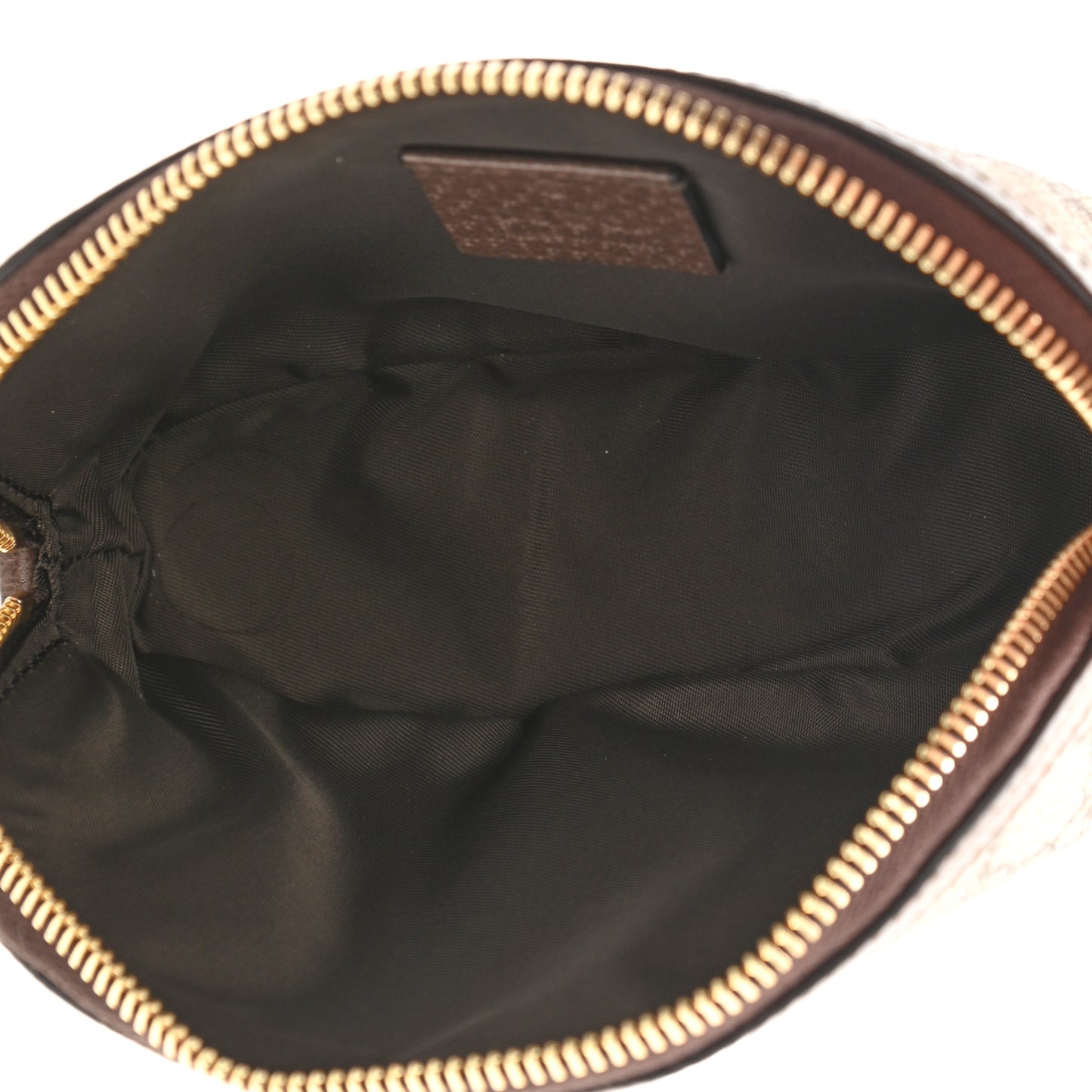 GG Supreme Monogram Textured Calfskin Web Medium Ophidia Cosmetic Case Beige Ebony New Acero