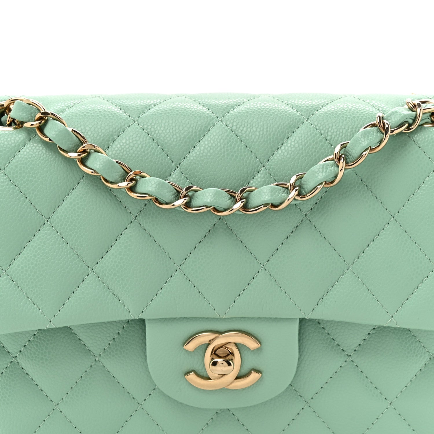 Chanel Caviar Quilted Small Double Flap Light Green 8 of 11