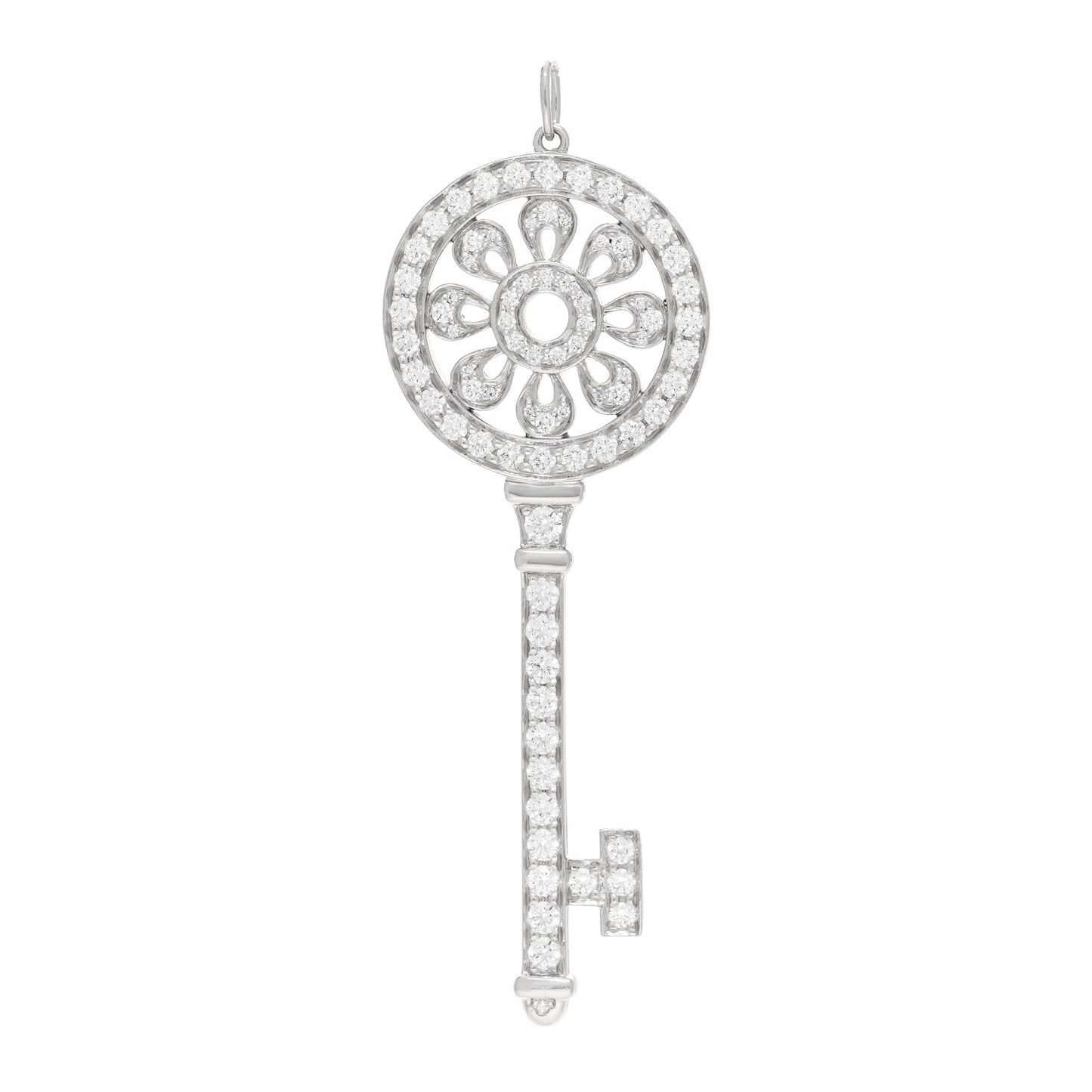 Platinum Diamond Petals Key Pendant