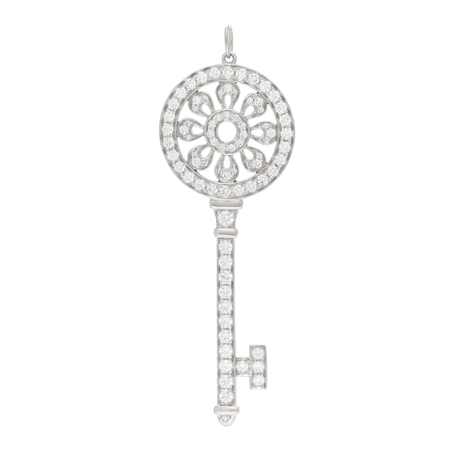Tiffany Platinum Diamond Petals Key Pendant 1 of 5