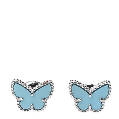 Van Cleef & Arpels 18K White Gold Turquoise Sweet Alhambra Butterfly Earrings 1 of 5