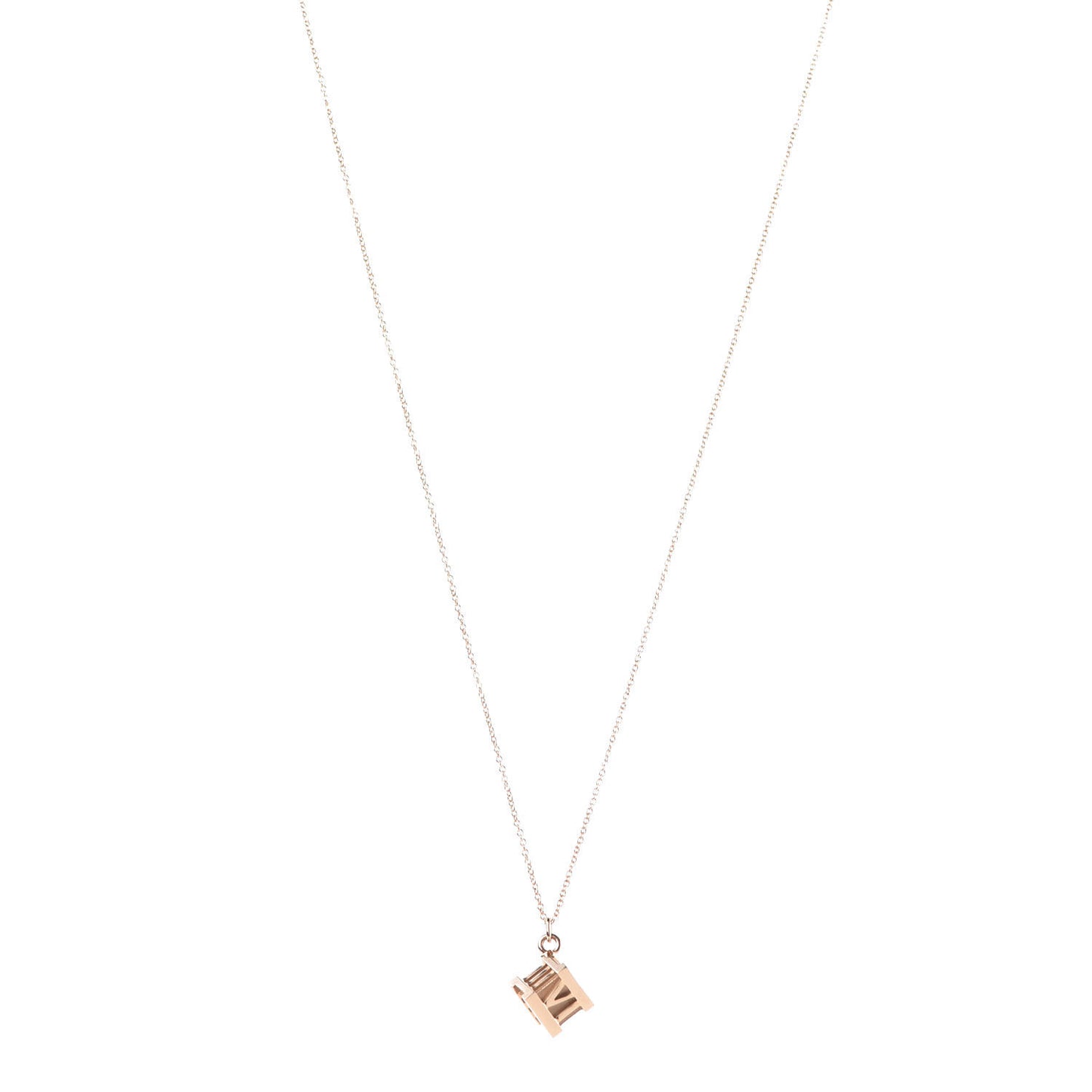 18K Rose Gold Atlas Cube Pendant Necklace