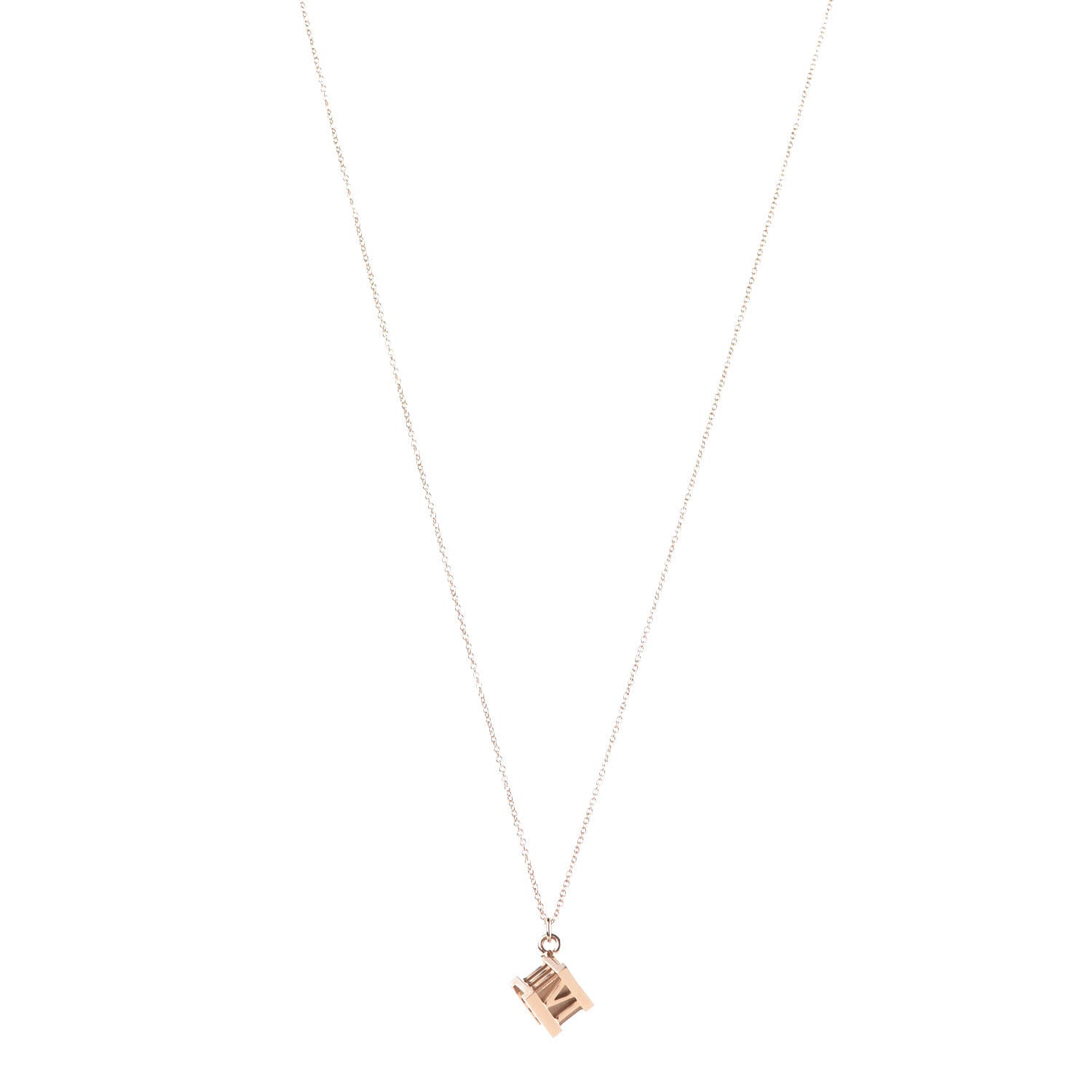 Tiffany 18K Rose Gold Atlas Cube Pendant Necklace 1 of 7