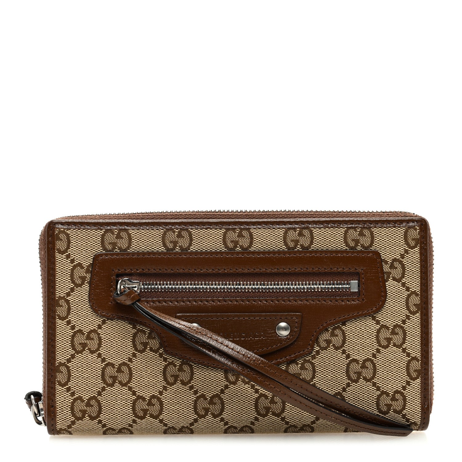 Balenciaga X GUCCI GG Monogram Azalea Calfskin Neo Classic Zip Around Wallet Beige Ebony Brown Sugar 1 of 6