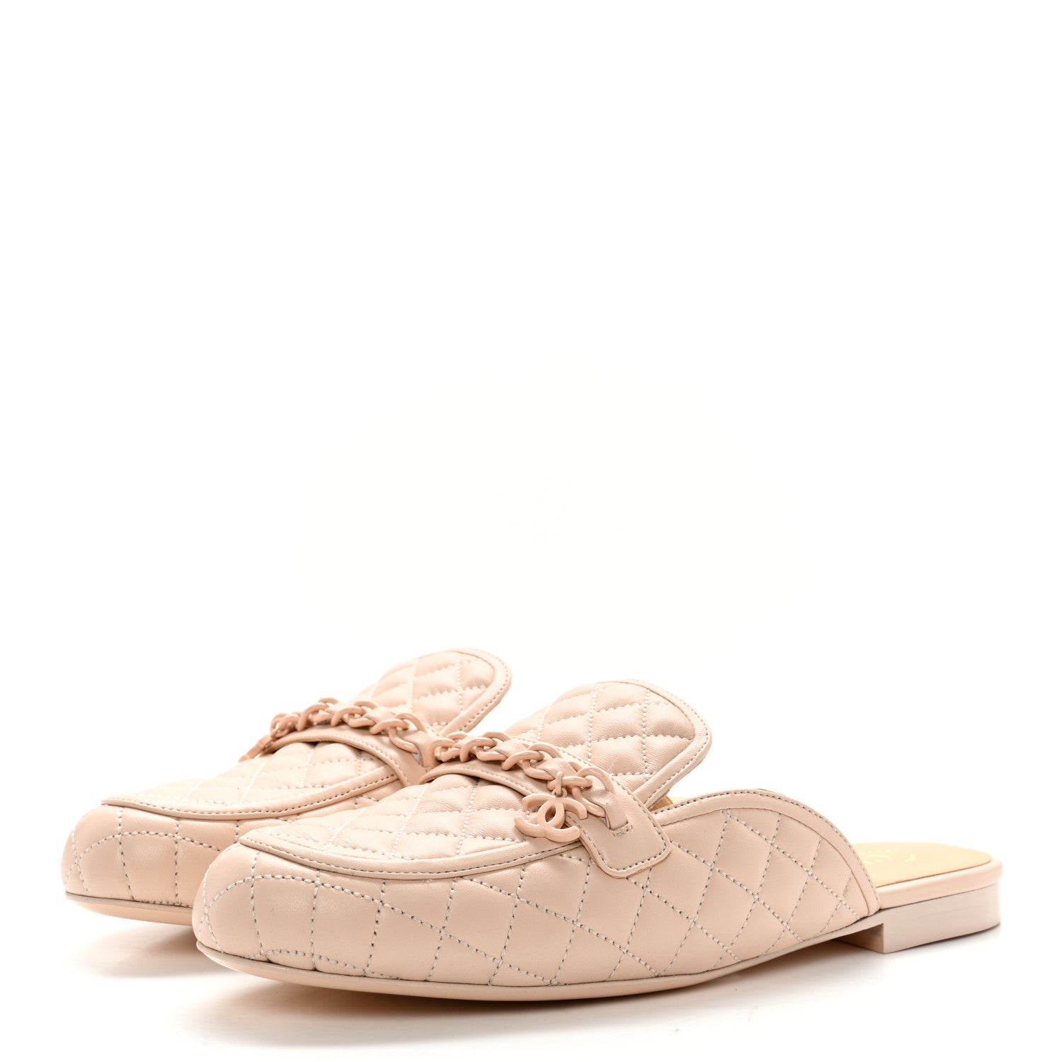 Chanel Lambskin Quilted Chain CC Mules 39 Light Pink 3 of 12