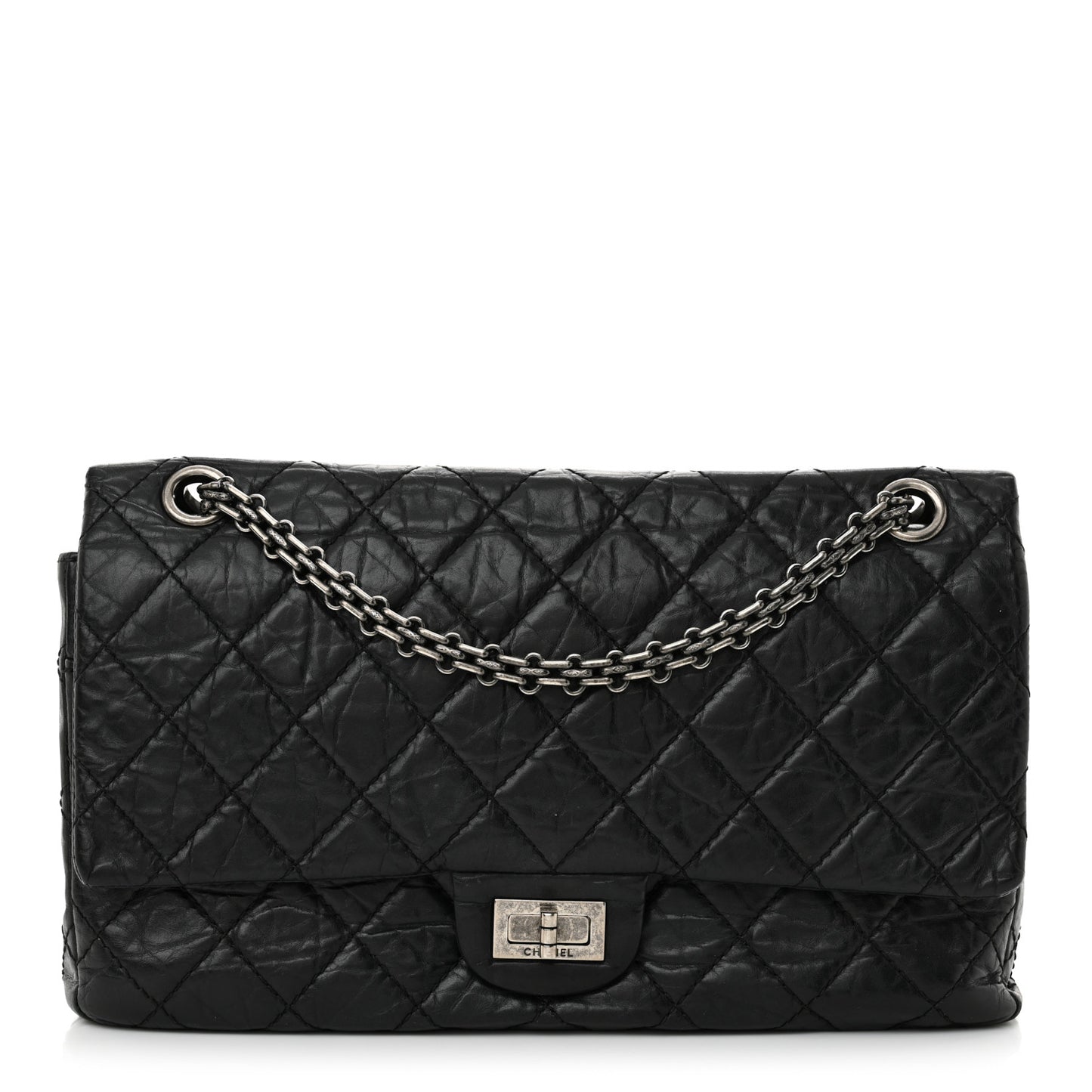Aged Calfskin Quilted 2.55 Reissue 226 Flap Black