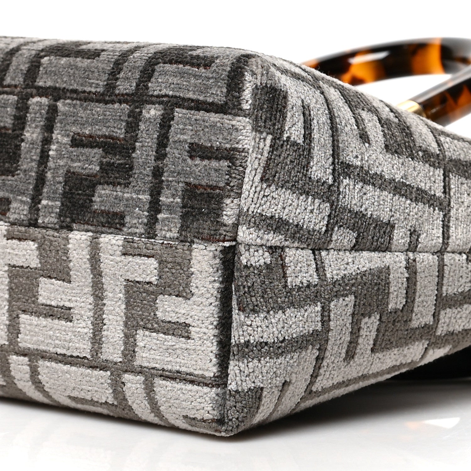 Fendi Chenille Vitello King Plexiglass FF Mini By The Way Top Handle Boston Bag Tortora Nuvola 10 of 11