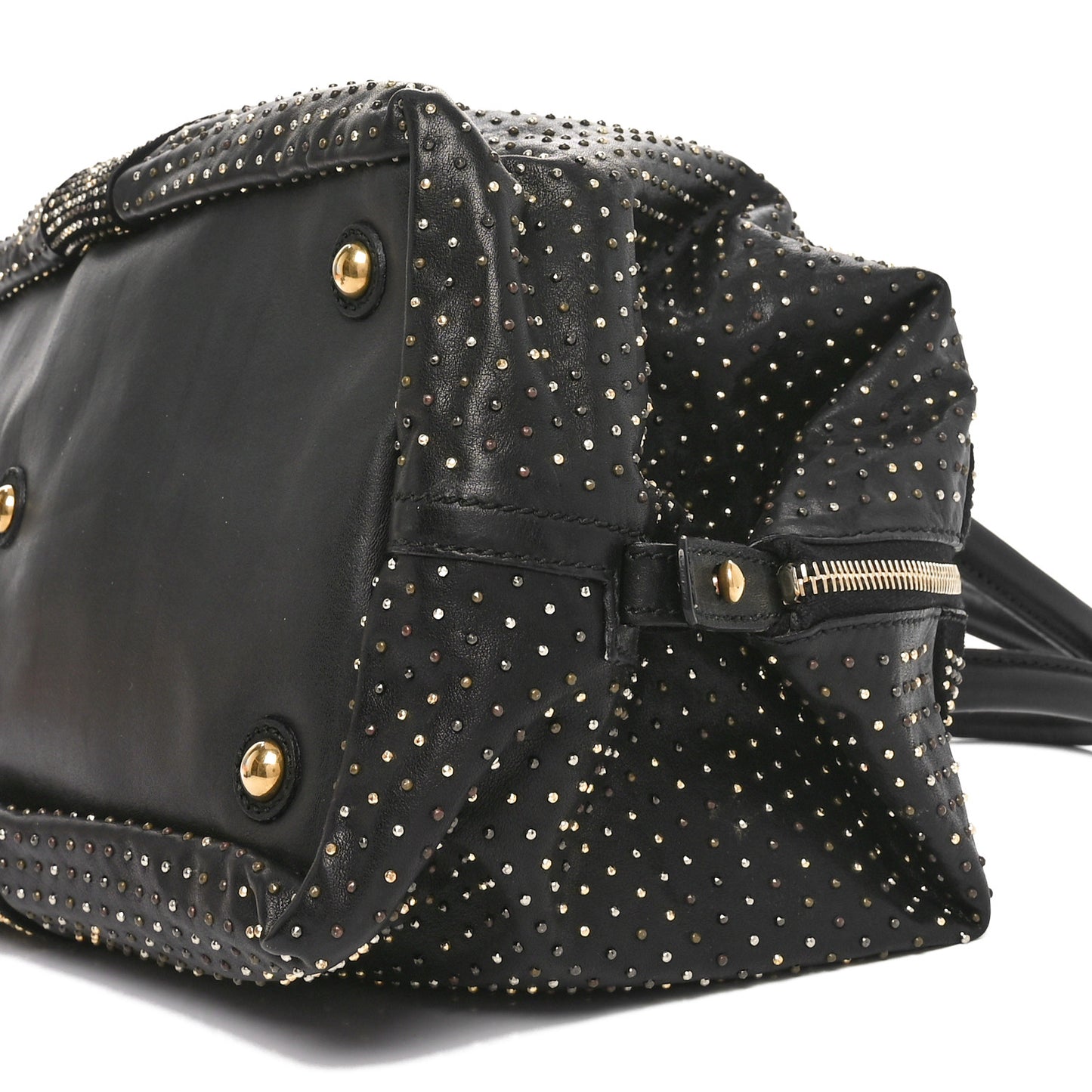 Calfskin Rock Studded Easy Sac Black