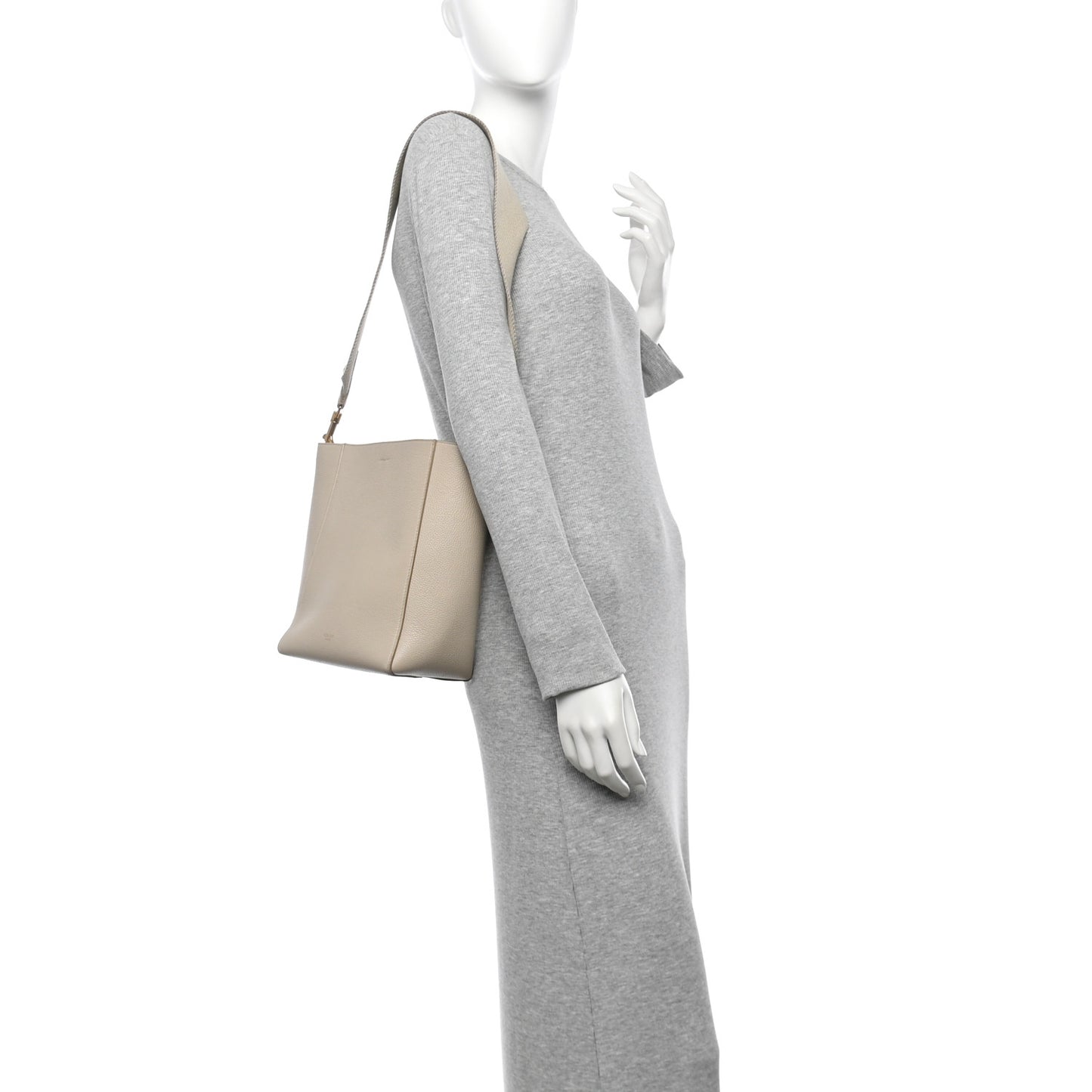 Soft Grained Calfskin Small Sangle Bucket Bag Light Taupe