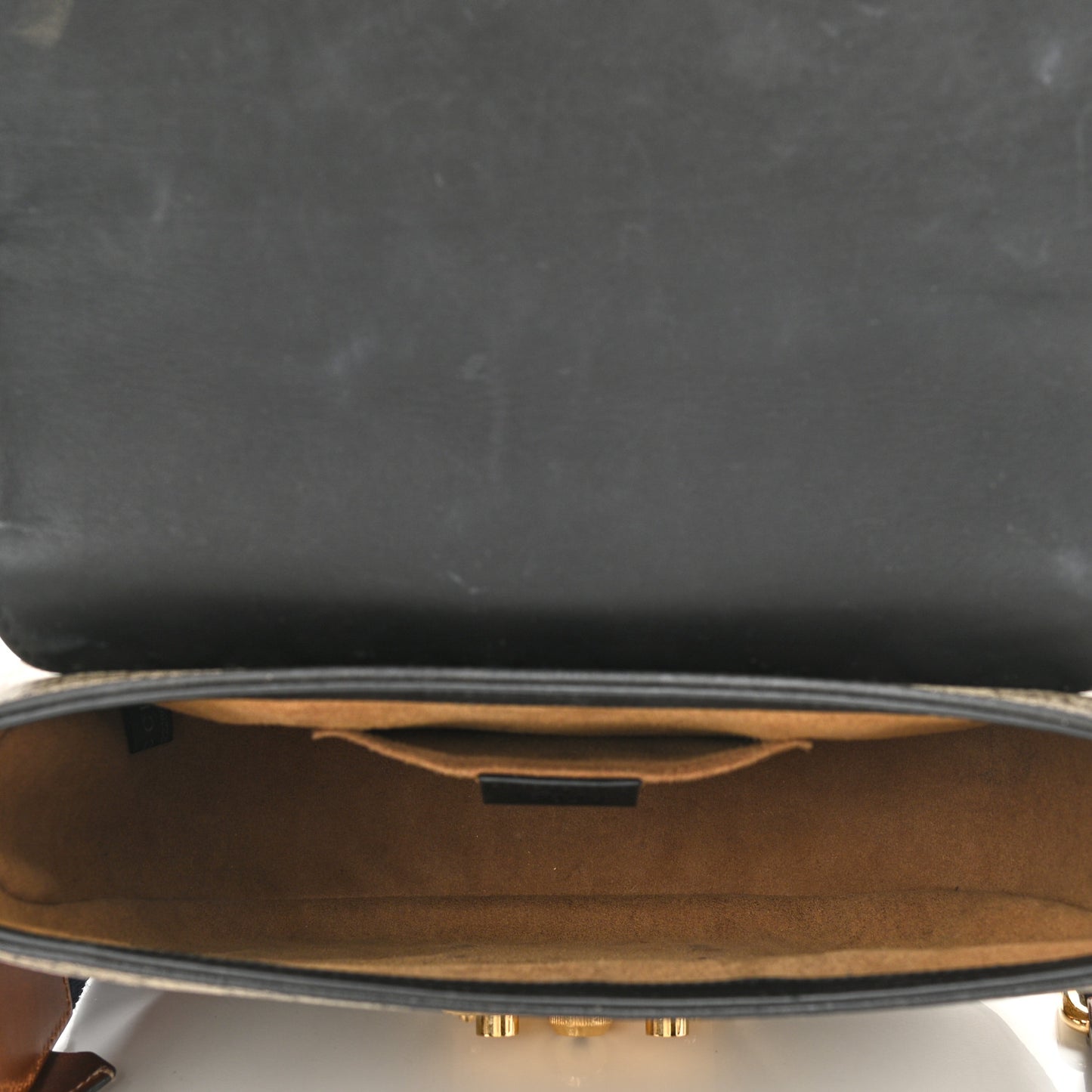 GG Supreme Monogram Web Medium Padlock Messenger Shoulder Bag Black