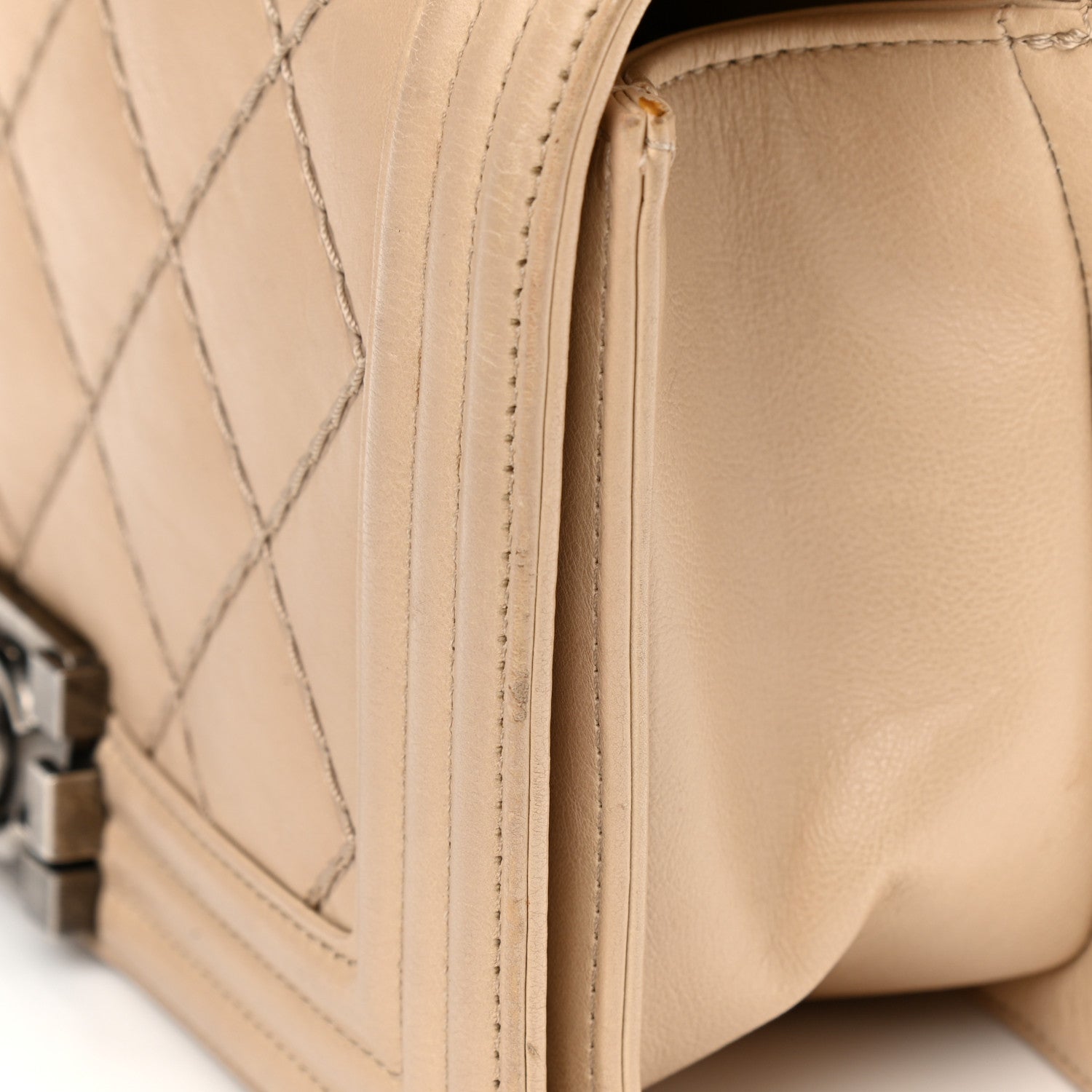 Chanel Calfskin Quilted Double Stitch Medium Boy Flap Beige 10 of 16
