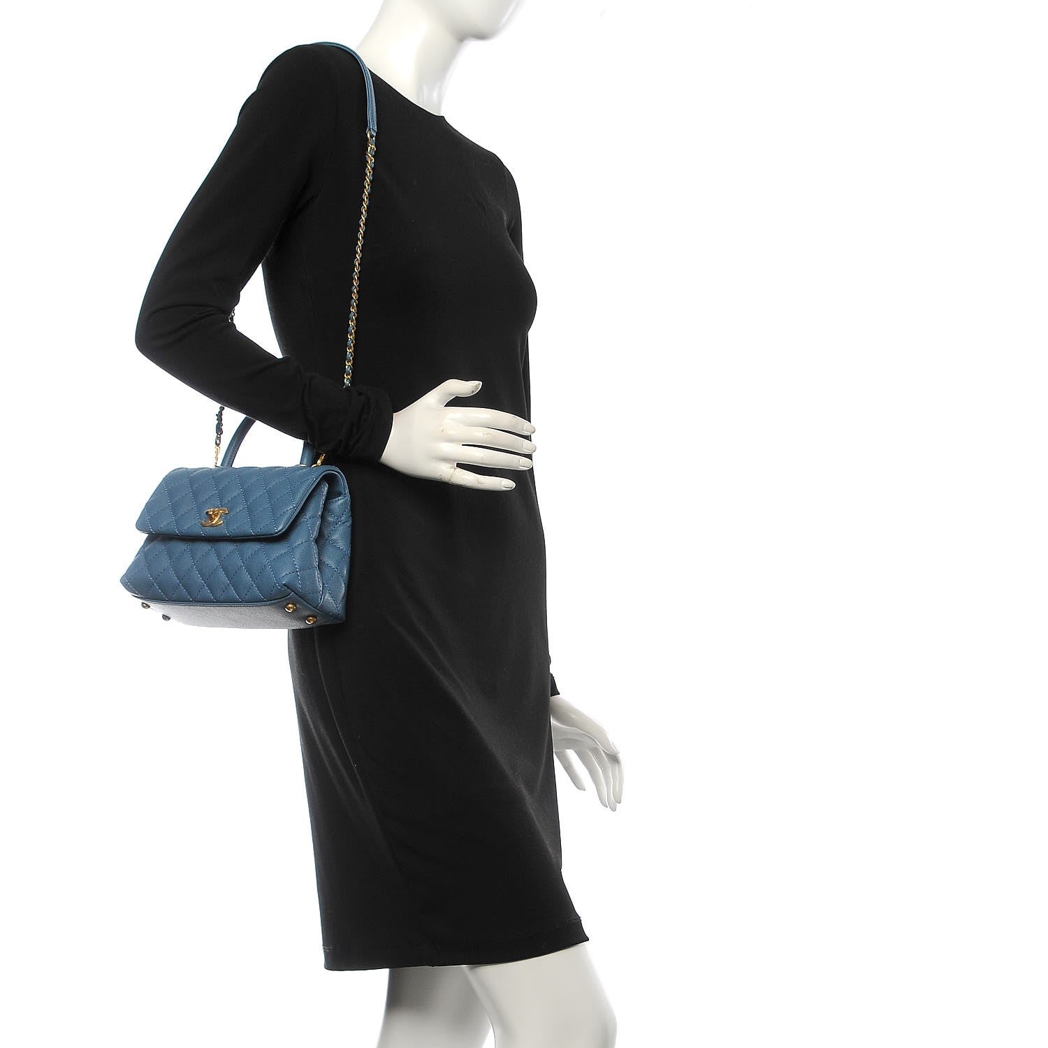 Chanel Caviar Quilted Mini Coco Handle Flap Blue 2 of 8