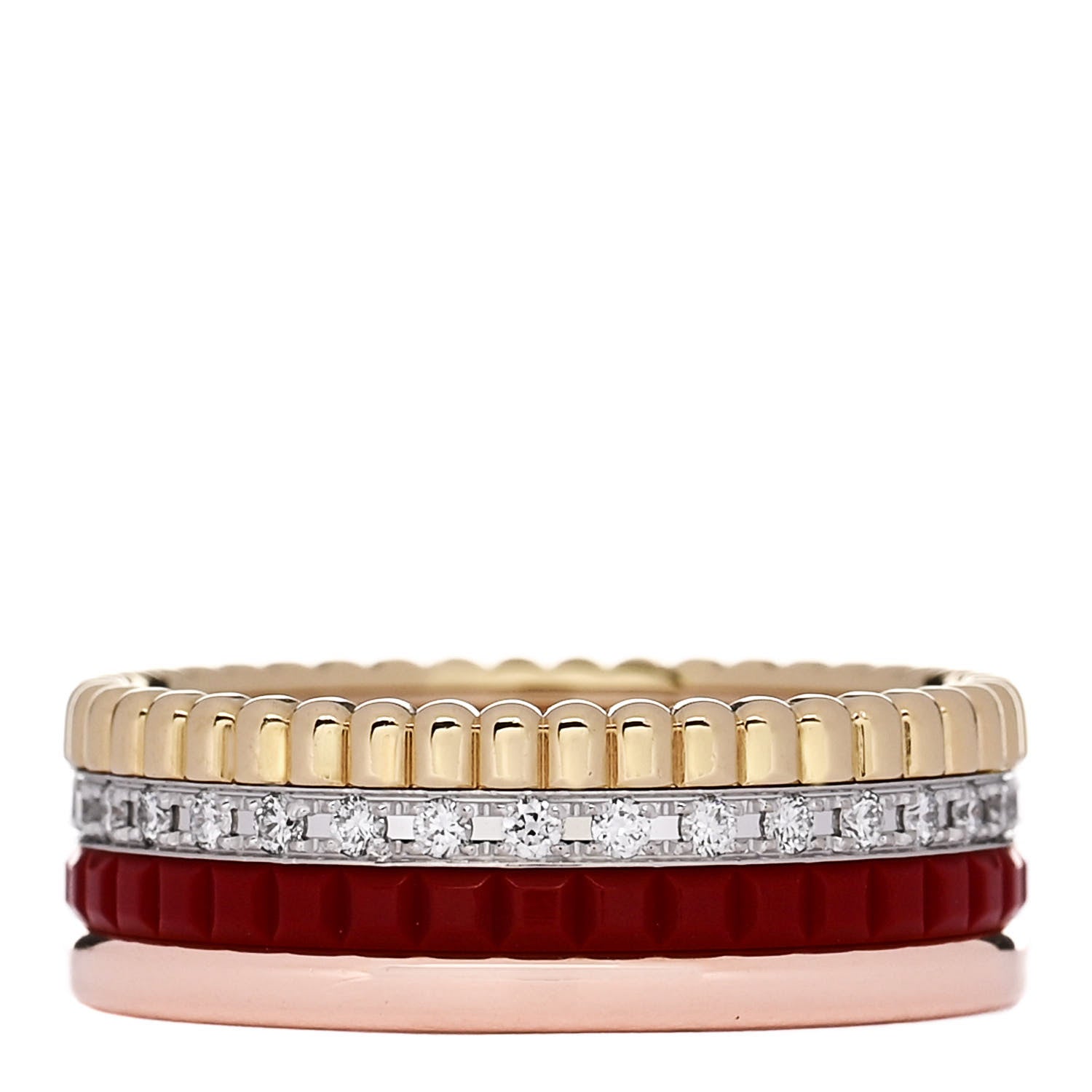 Boucheron 18K Pink Yellow White Gold PVD Diamond Small Quatre Classique Ring 52 6 Red 1 of 6