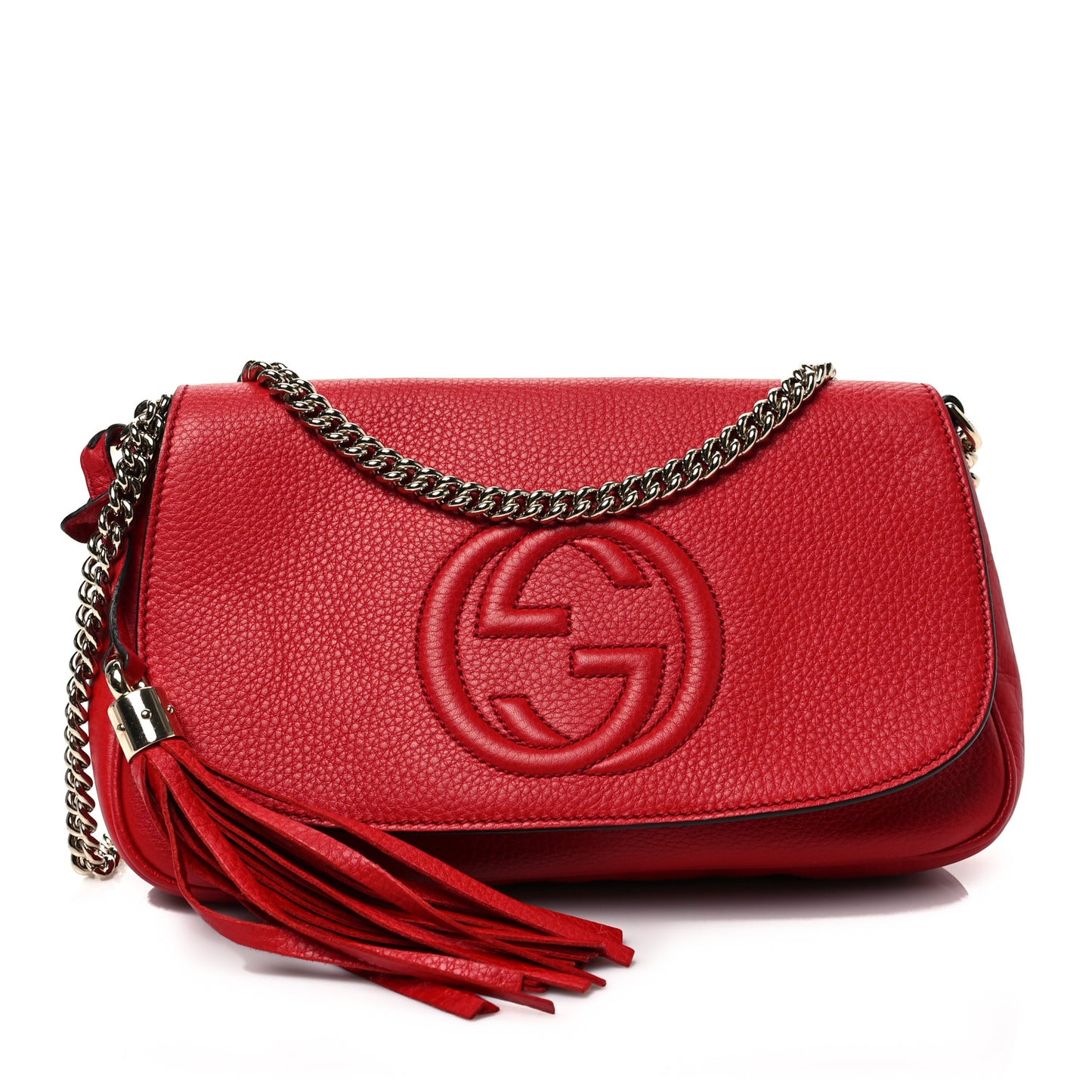 Pebbled Calfskin Medium Soho Flap Crossbody Tabasco Red