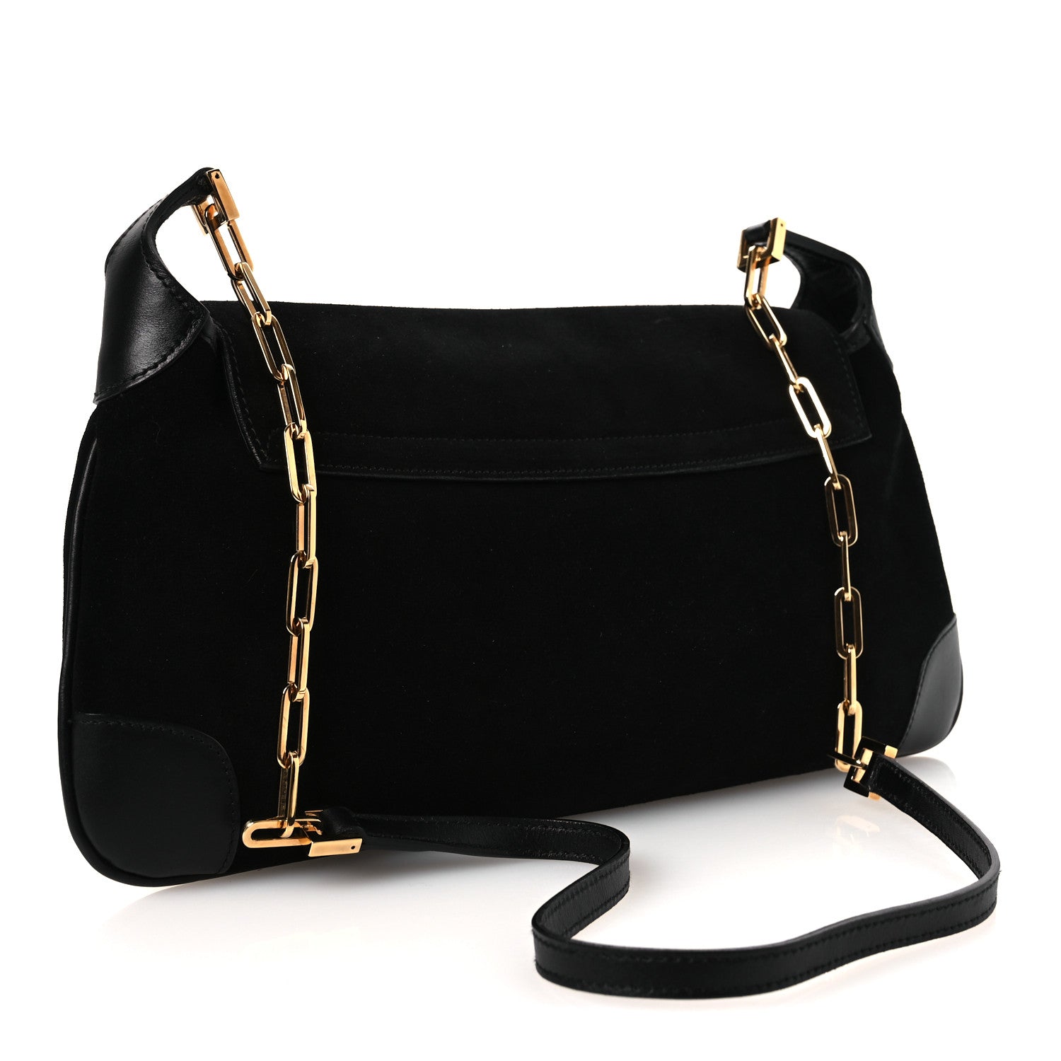 Gucci Suede Tiger Head Shoulder Bag Black 3 of 11
