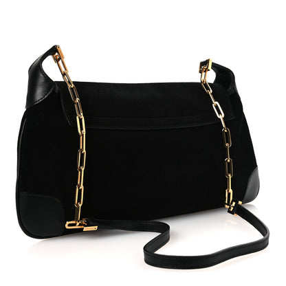 Gucci Suede Tiger Head Shoulder Bag Black 3 of 11