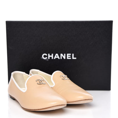 Chanel Lambskin CC Chain Loafers 37.5 Biege 9 of 9
