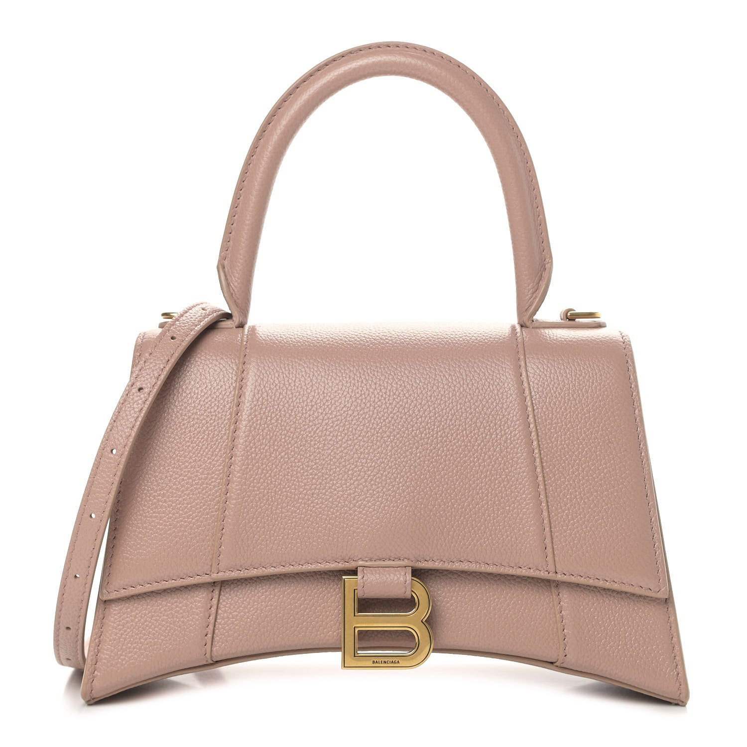 Balenciaga Grained Calfskin Small Hourglass Top Handle Bag Nude Beige 1 of 12