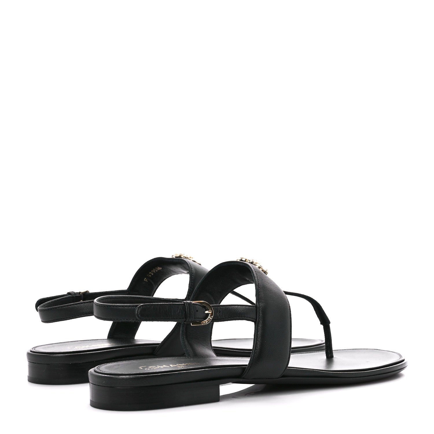 Chanel Lambskin Gripoix CC Thong Sandals 40.5 Black Gold 4 of 9