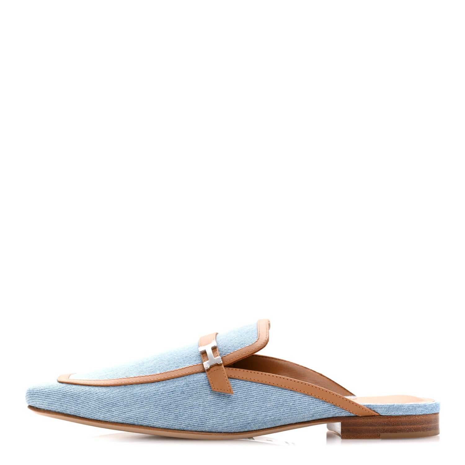 Hermes Denim Calfskin Groupie Mules 40 Bleu Clair Naturel 1 of 10