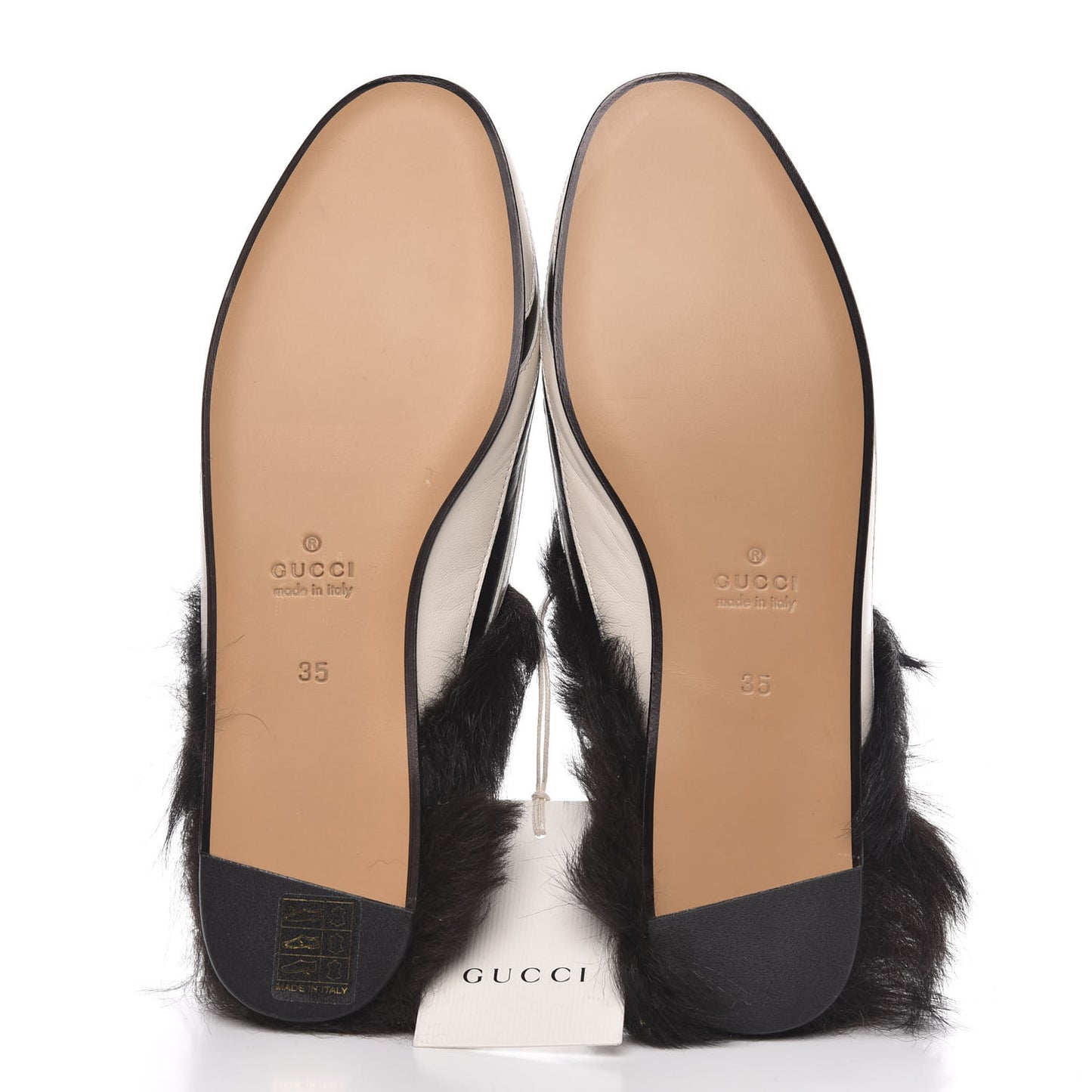 Malaga Kid Fur Zebra Inlay Womens Princetown Slippers 35 Mystic White Black