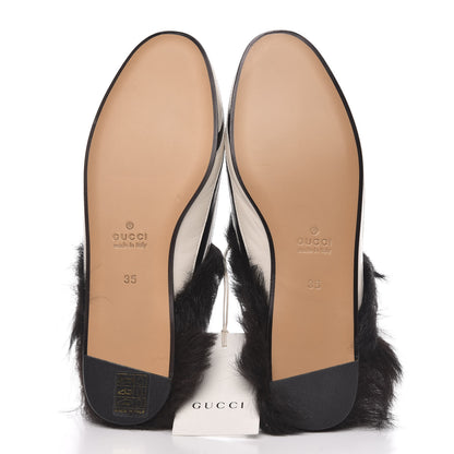 Gucci Malaga Kid Fur Zebra Inlay Womens Princetown Slippers 35 Mystic White Black 5 of 8