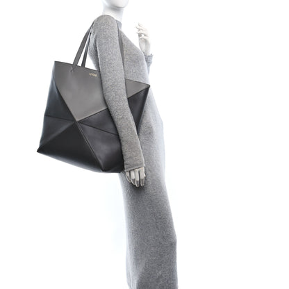 Loewe Shiny Calfskin Large Puzzle Fold Tote  Pearl Grey Dark Grey 3 of 9