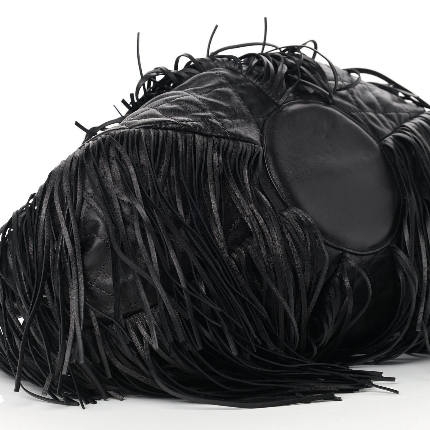 Lambskin Quilted Western Baluchon Fringe Bag Black