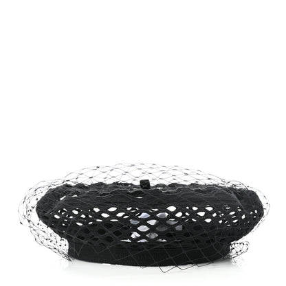 Christian Dior Mesh Arty Veil Beret 58 Black 3 of 9