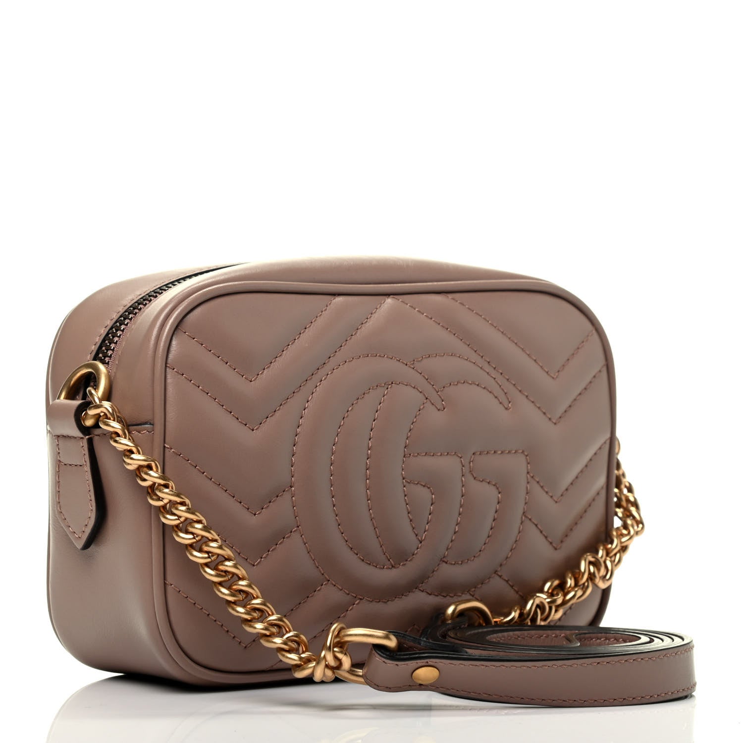 Gucci Calfskin Matelasse Mini GG Marmont Chain Shoulder Bag Porcelain Rose 3 of 9