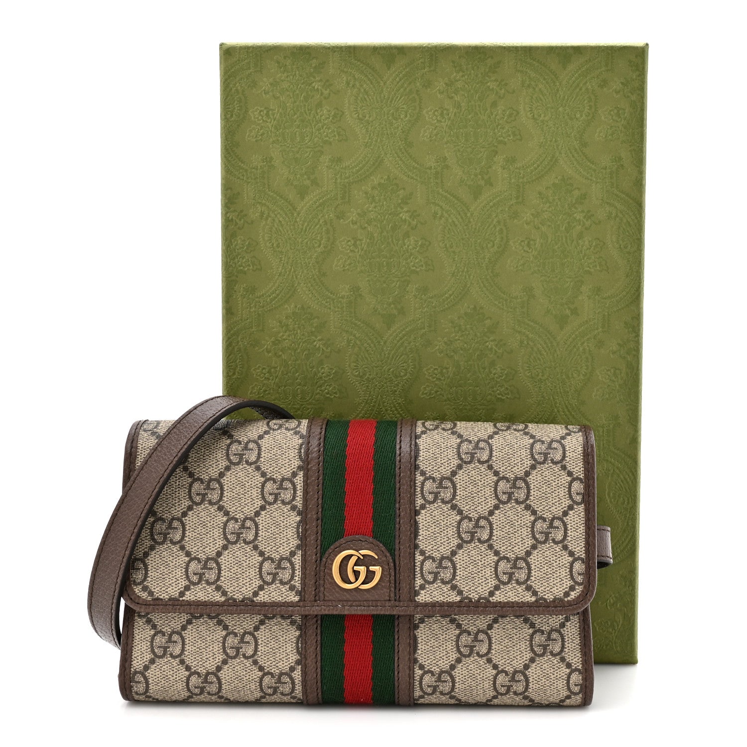Gucci GG Supreme Monogram Web Ophidia Crossbody Wallet Beige Ebony New Acero 11 of 11