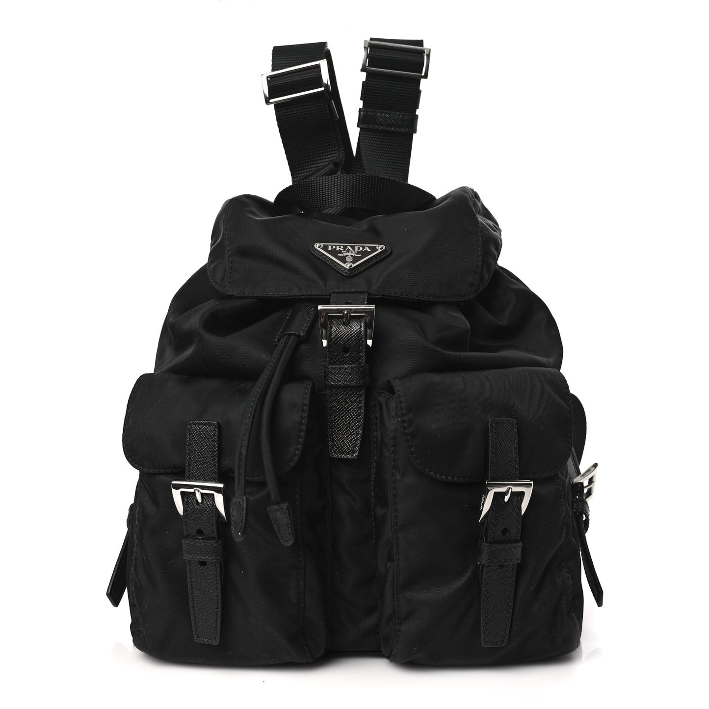 Tessuto Nylon Saffiano Small Backpack Black