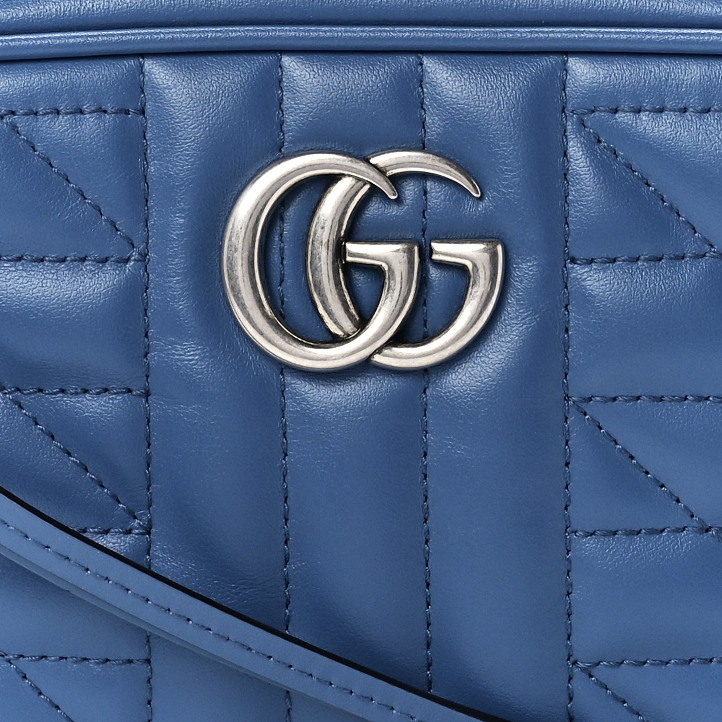 Calfskin Matelasse Aria Mini GG Marmont Chain Shoulder Bag Clear Blue
