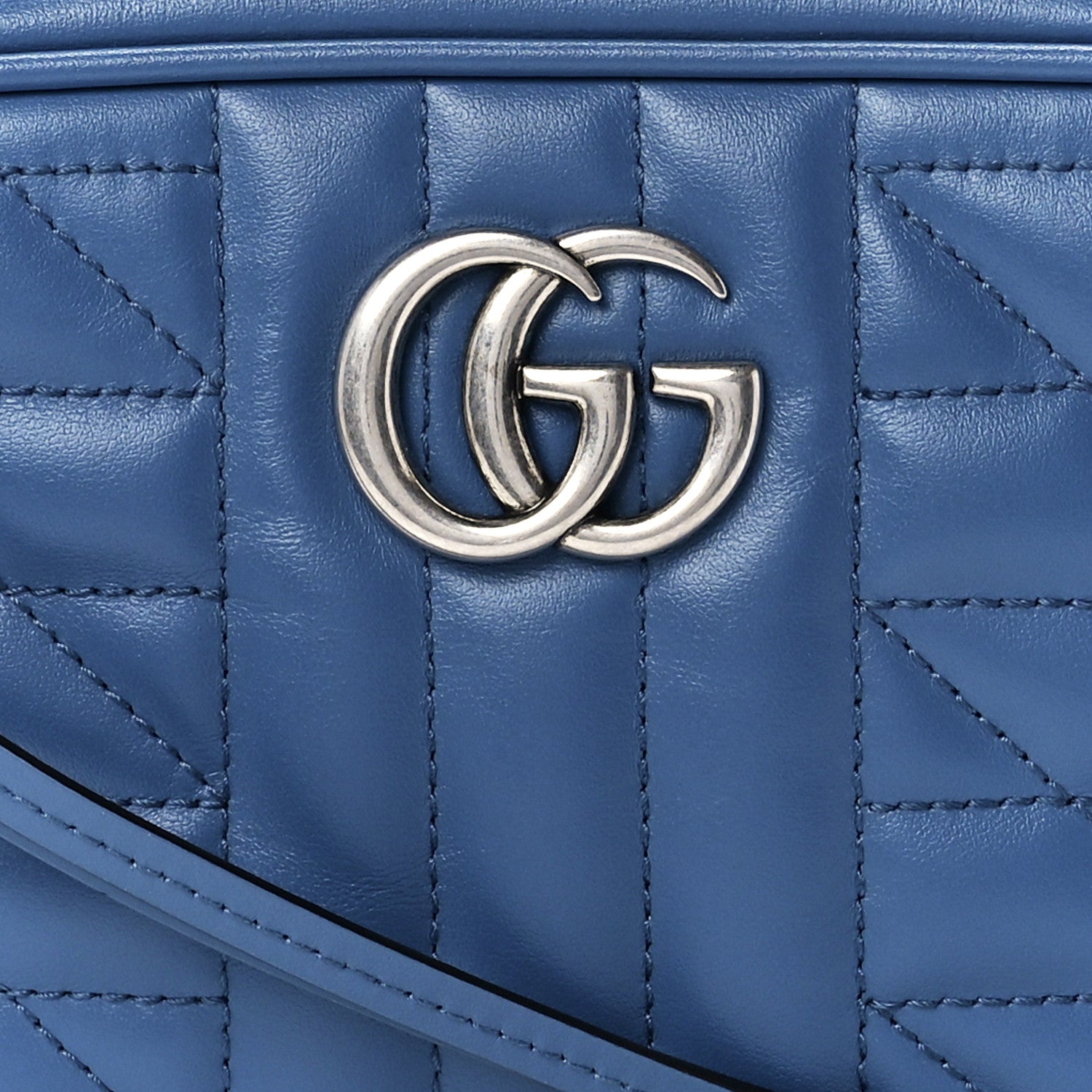 Gucci Calfskin Matelasse Aria Mini GG Marmont Chain Shoulder Bag Clear Blue 9 of 12