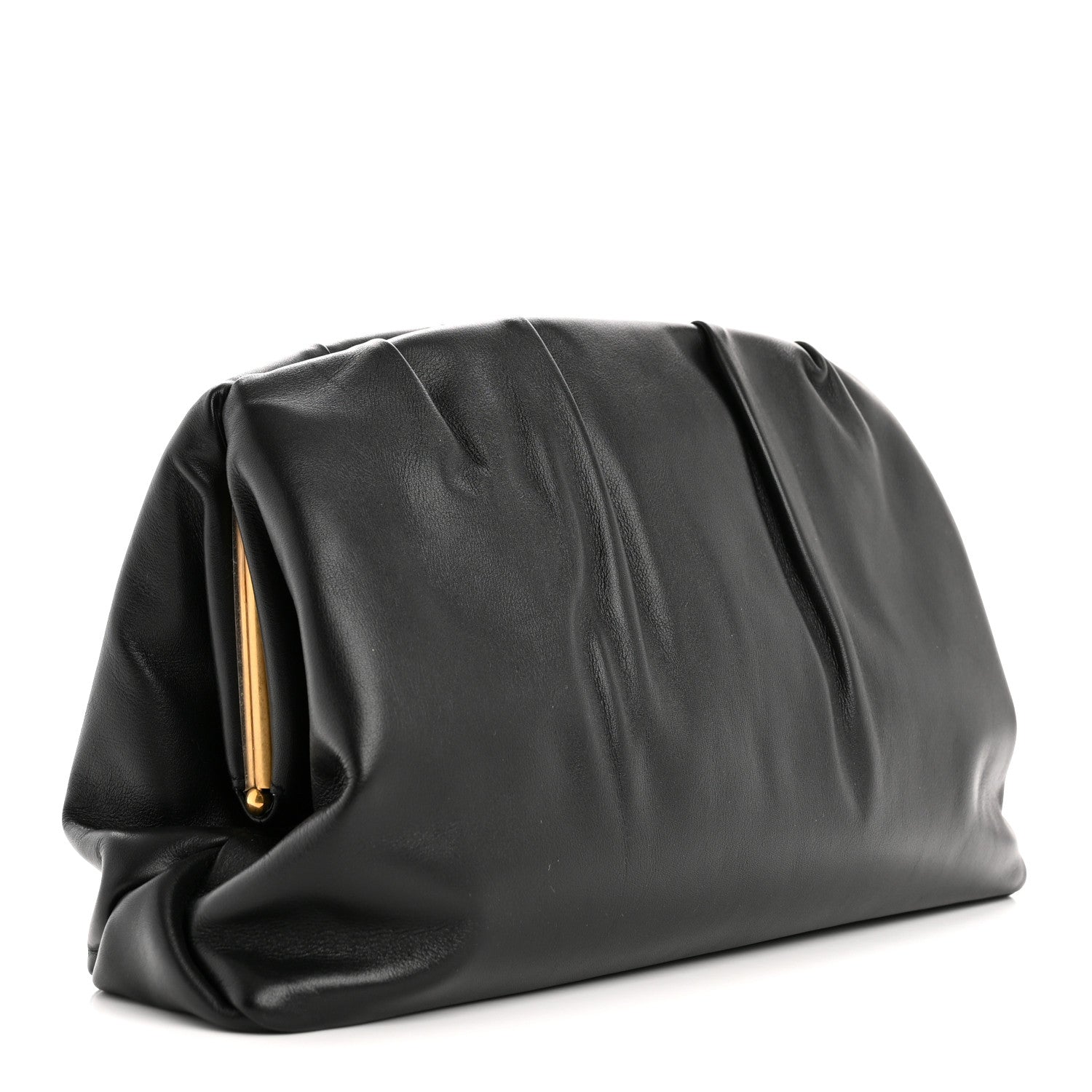 Celine Calfskin Pleated French Lock Clutch Black 3 of 8