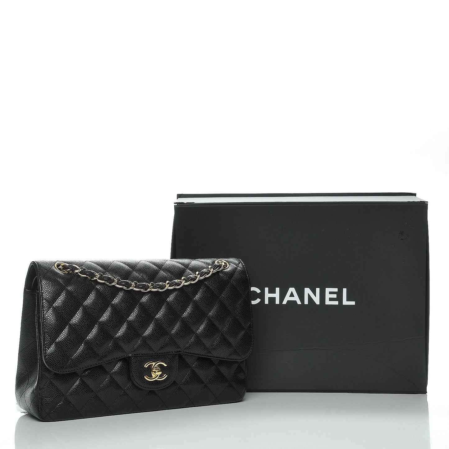 Caviar Quilted Jumbo Double Flap Black