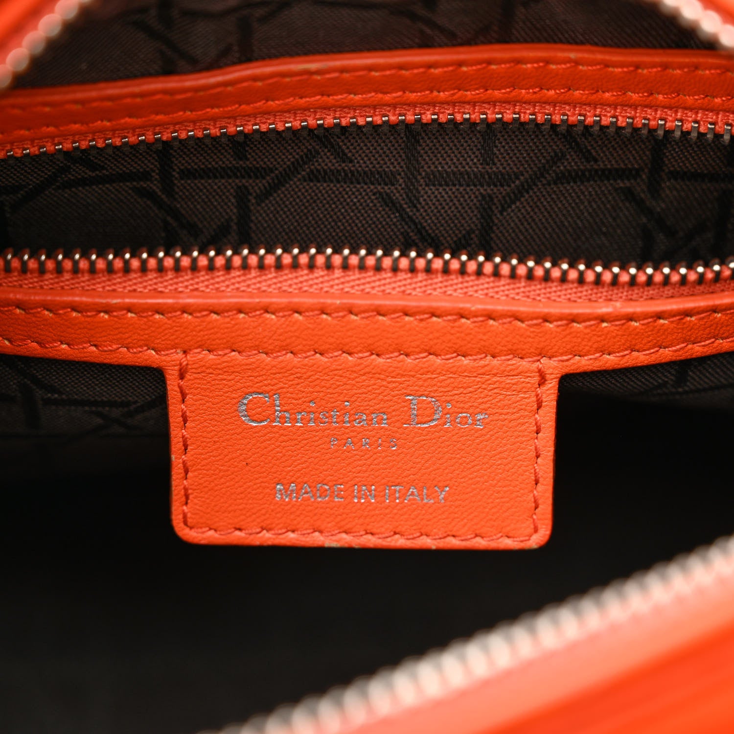Christian Dior Lambskin Cannage Medium Lady Dior Orange 6 of 18