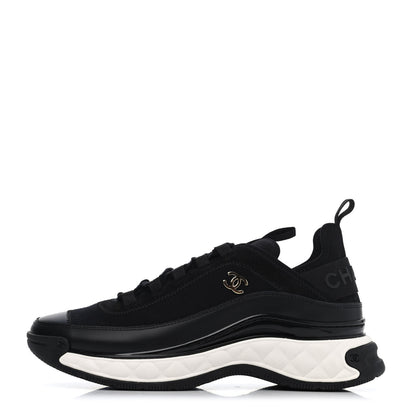 Chanel Velvet Calfskin Mixed Fibers CC Sneakers 38 Black 1 of 4