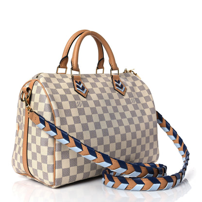 Louis Vuitton Damier Azur Braided Speedy Bandouliere 30 Blue 3 of 9