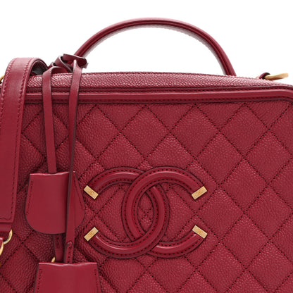 Chanel Caviar Quilted Large CC Filigree Vanity Case Burgundy 8 of 10
