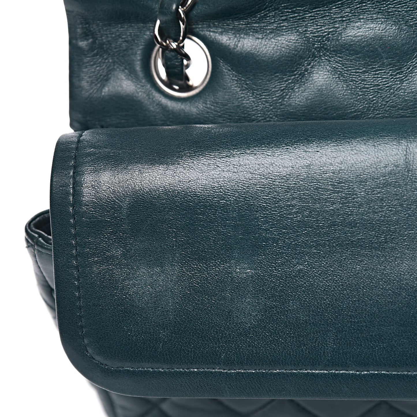 Lambskin Quilted Medium Double Flap Dark Green