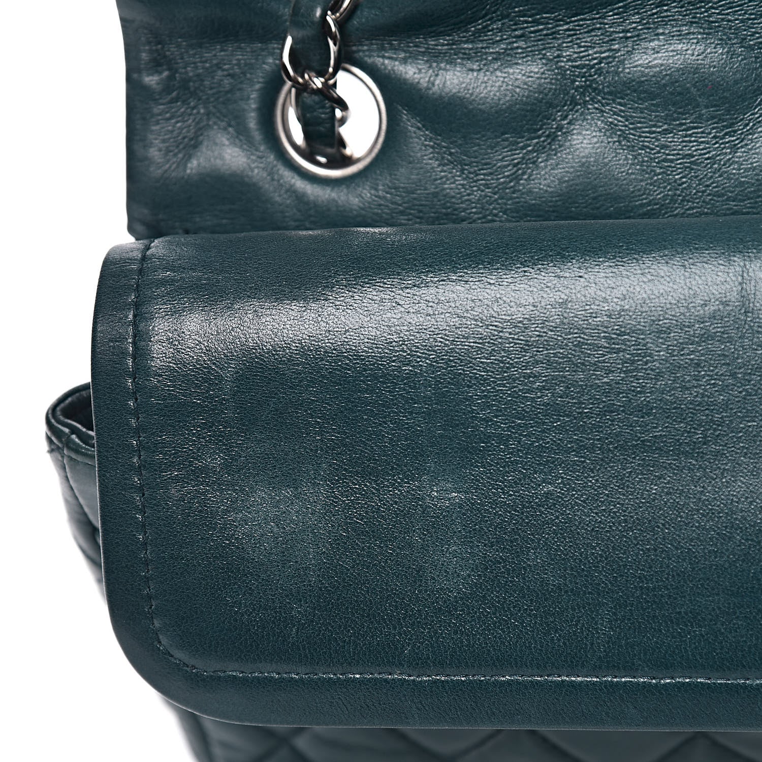 Chanel Lambskin Quilted Medium Double Flap Dark Green 8 of 16