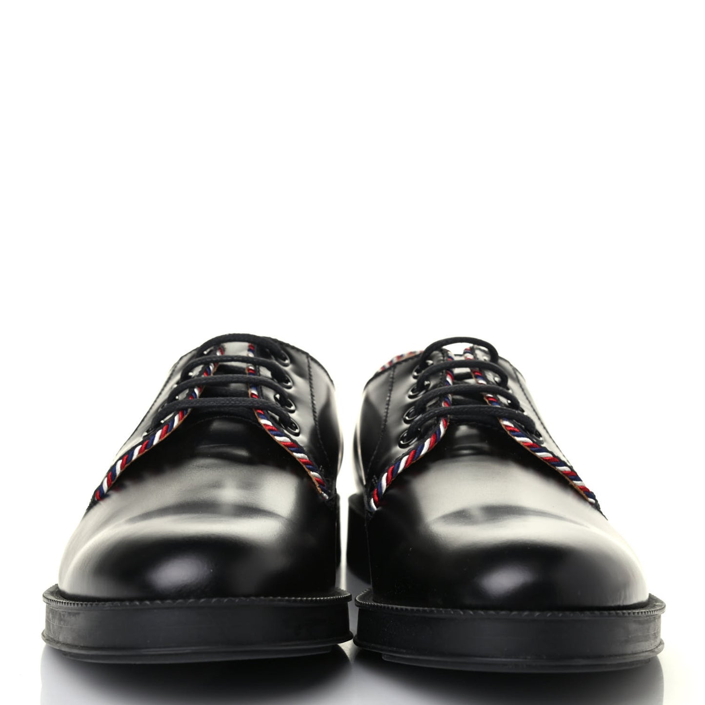 Calfskin Embroidered Mens Lace Up Oxfords 7 Black