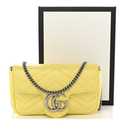 Gucci Calfskin Matelasse Super Mini GG Marmont Shoulder Bag Banana 10 of 10