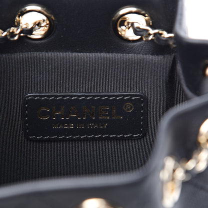 Chanel Calfskin Stitched Mini Drawstring CC Bag Black 6 of 11