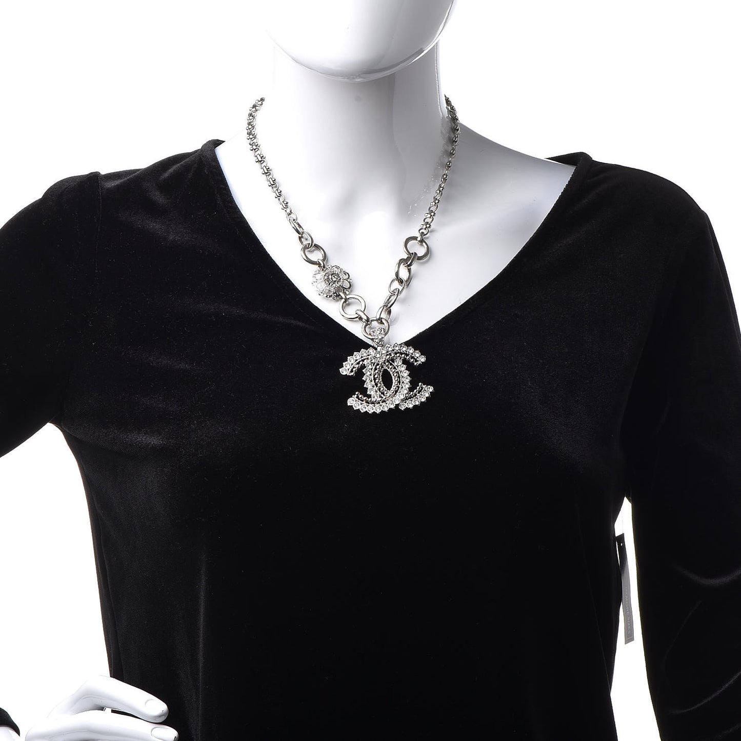 Crystal CC Short Necklace Silver