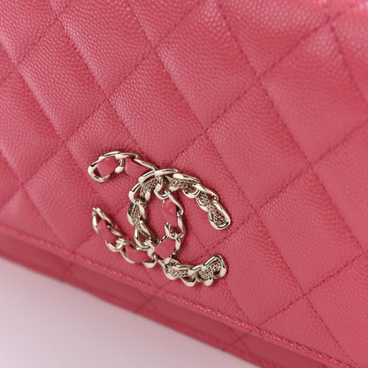 Chanel Caviar Quilted French New Wave Chain CC Wallet On Chain WOC Pink 11 of 12