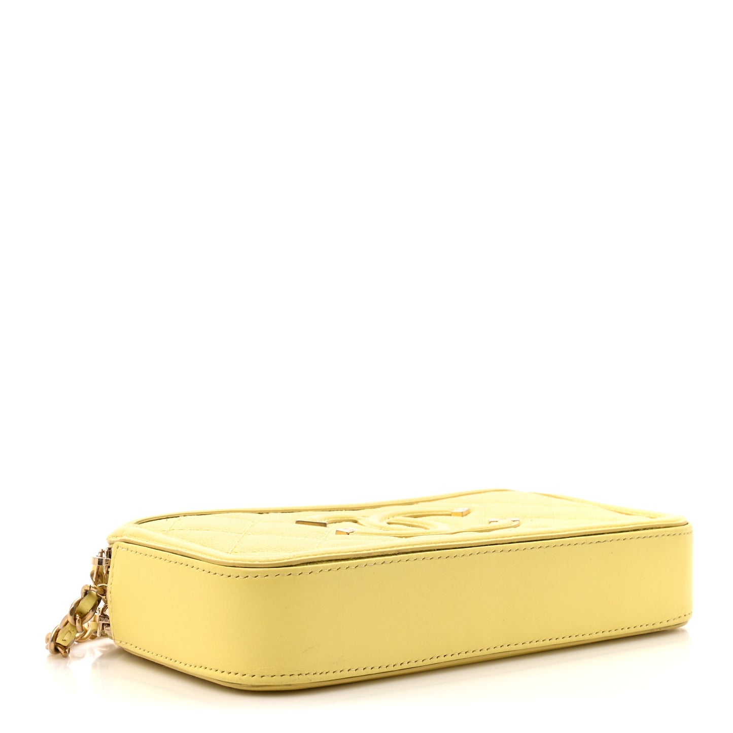 Caviar Quilted CC Filigree Clutch With Chain Yellow